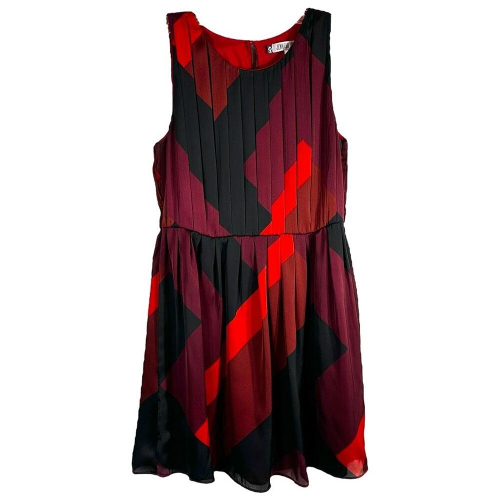 Jennifer Lopez Size 6 Dress A Line Red Sleeveless Knee Length Pleated 1540